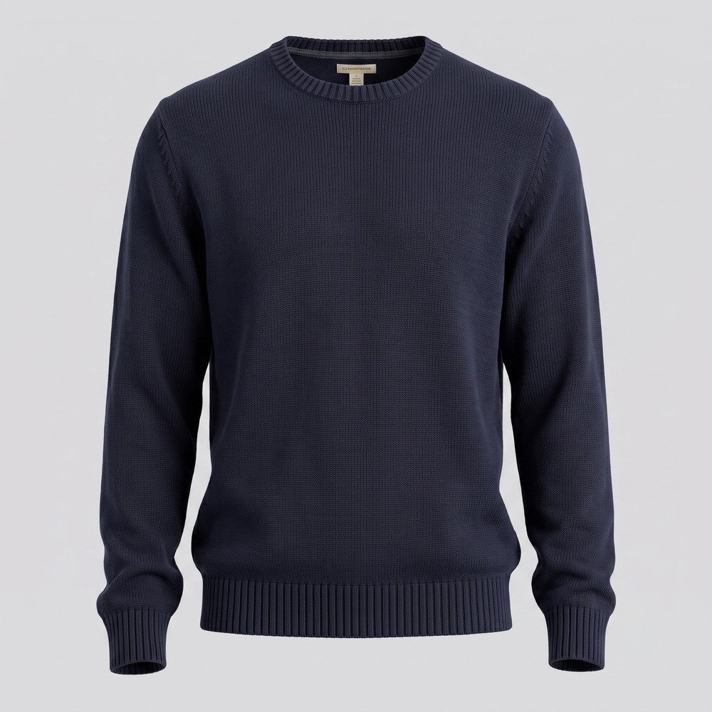 St. John's Bay Men 2XLT Navy Blue Sweater Crewneck Vintage 100% Cotton Ribbed